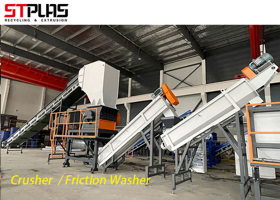 PP PE Bottles Pallets Trays Drums 500kg/H Plastic Washing Line With D2 Blades